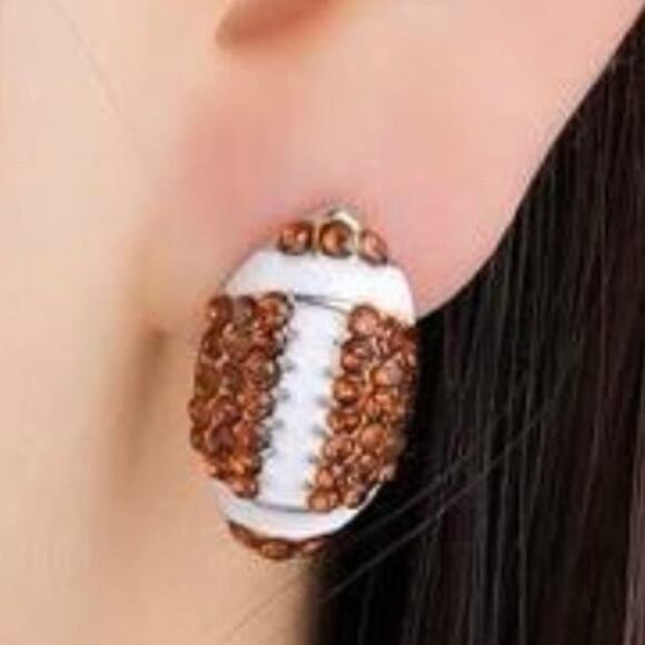 Crystal Football Stud Earrings - Picture 2 of 2